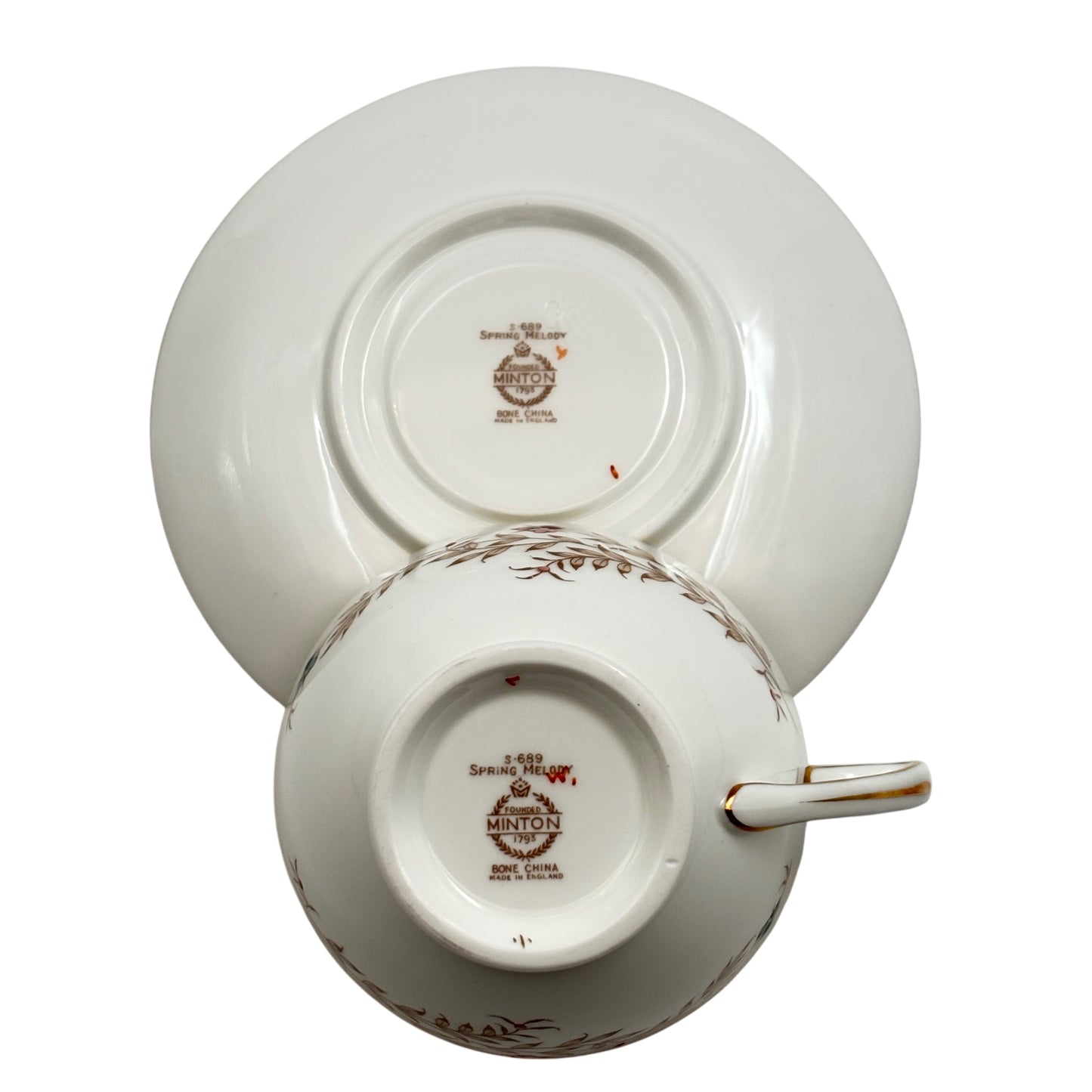 Set of Eleven Spring Melody by Minton – Footed Cups & Saucers (Pattern S-689)