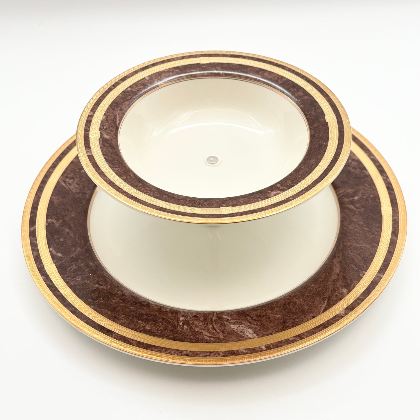 Mikasa Mahogany Florentine Compote Style Snack Server L2222 Japan