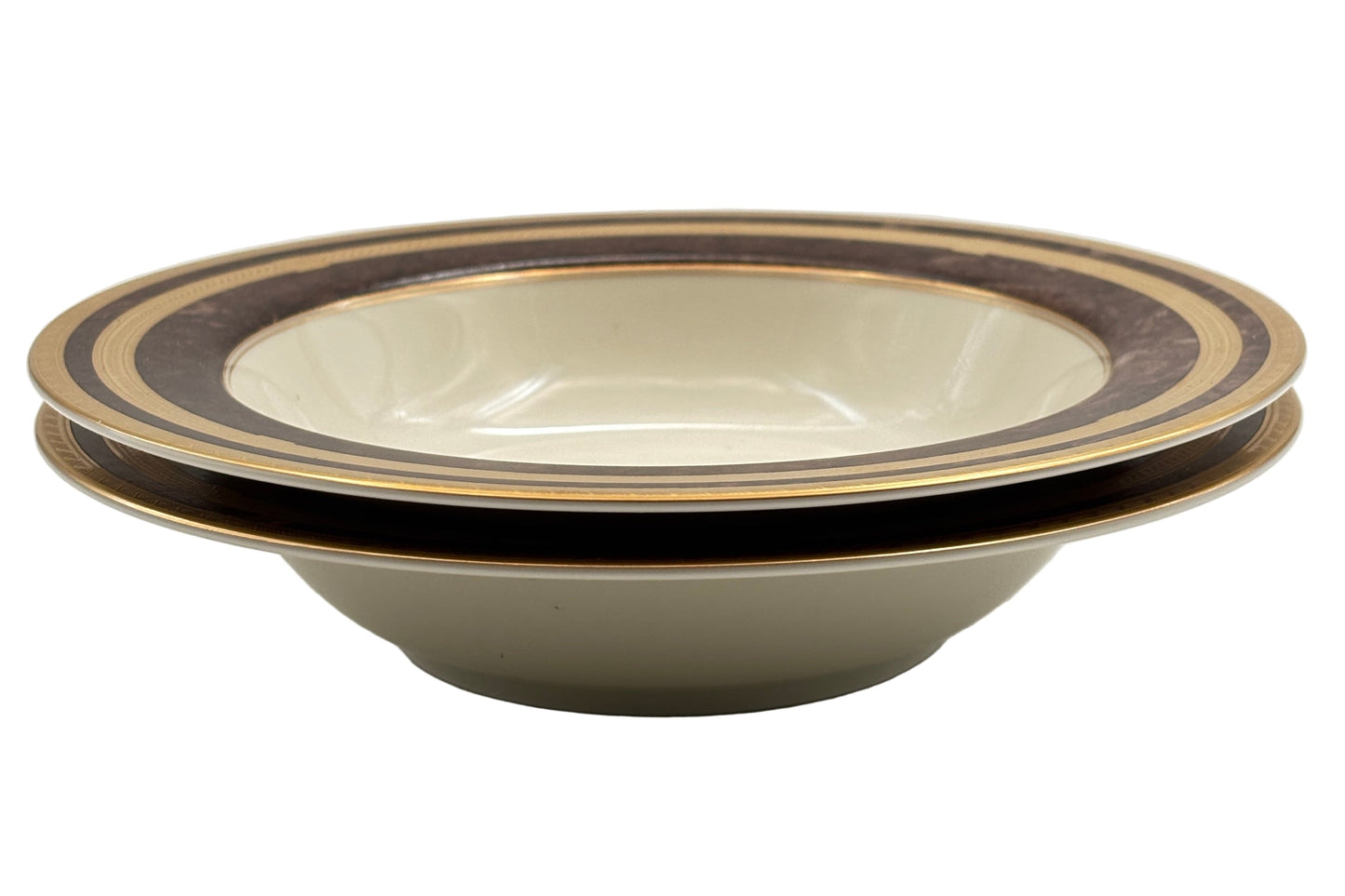 Set Of Two Mikasa Mahogany Florentine Rimed Fruit/Dessert/Sauce Bowl L2222 Japan