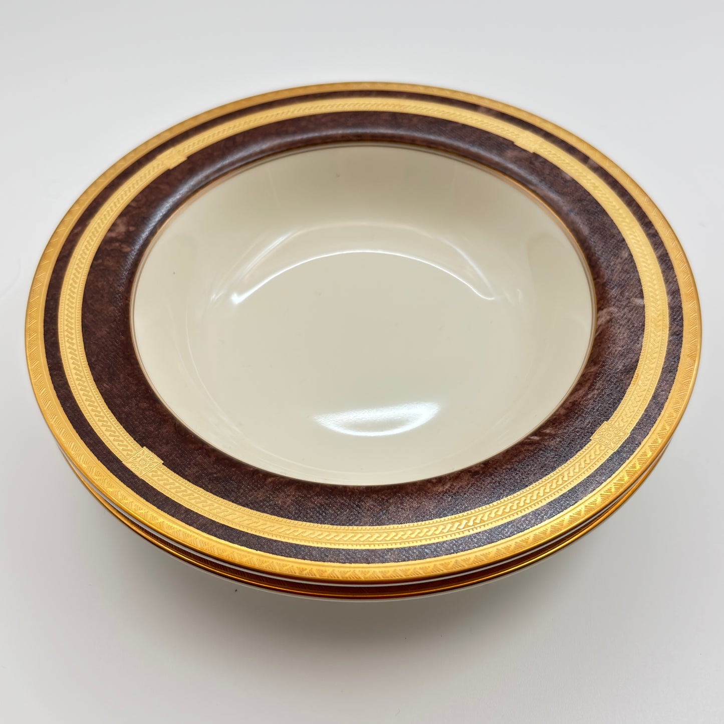 Set Of Two Mikasa Mahogany Florentine Rimed Fruit/Dessert/Sauce Bowl L2222 Japan