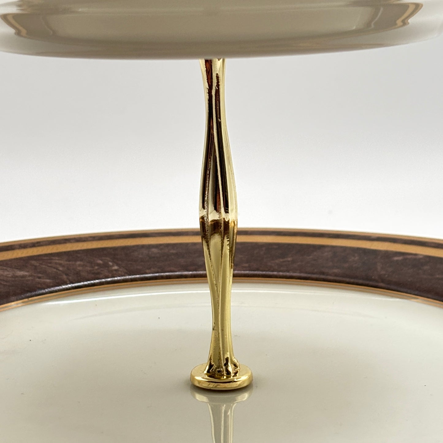 Mikasa Mahogany Florentine 2-Tier Cake Plate 10 3/8" Tall L2222 Japan