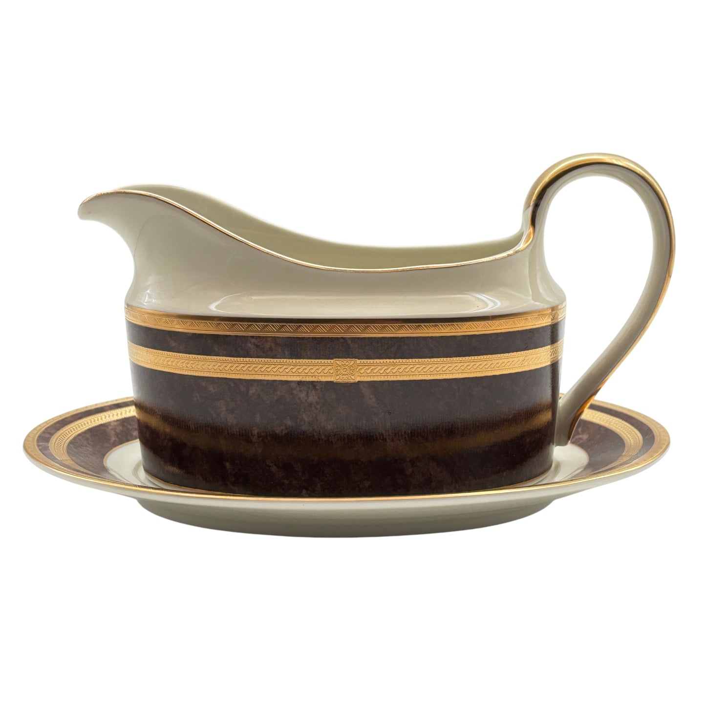 Mikasa Florentine Mahogany Gravy Boat/Underplate L2222 Japan 1999-2001