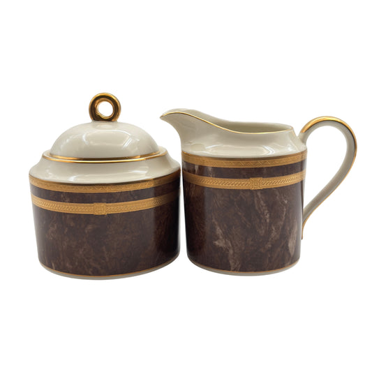Mikasa Cream and Lidded Sugar Bowl Set – Florentine Mahogany L2222 Japan 1999-2001
