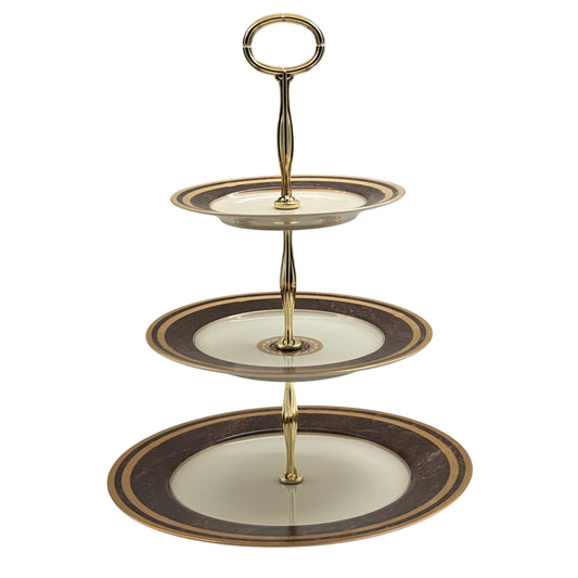 Mikasa Mahogany Florentine 3- Tier Cake Stand 15 1/4" tall Japan L2222