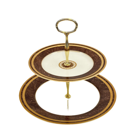 Mikasa Mahogany Florentine 2-Tier Cake Plate 10 3/8" Tall L2222 Japan