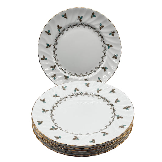 Tusscan Nanette Set of Six Salad Plates Fine English Bone China Made In England