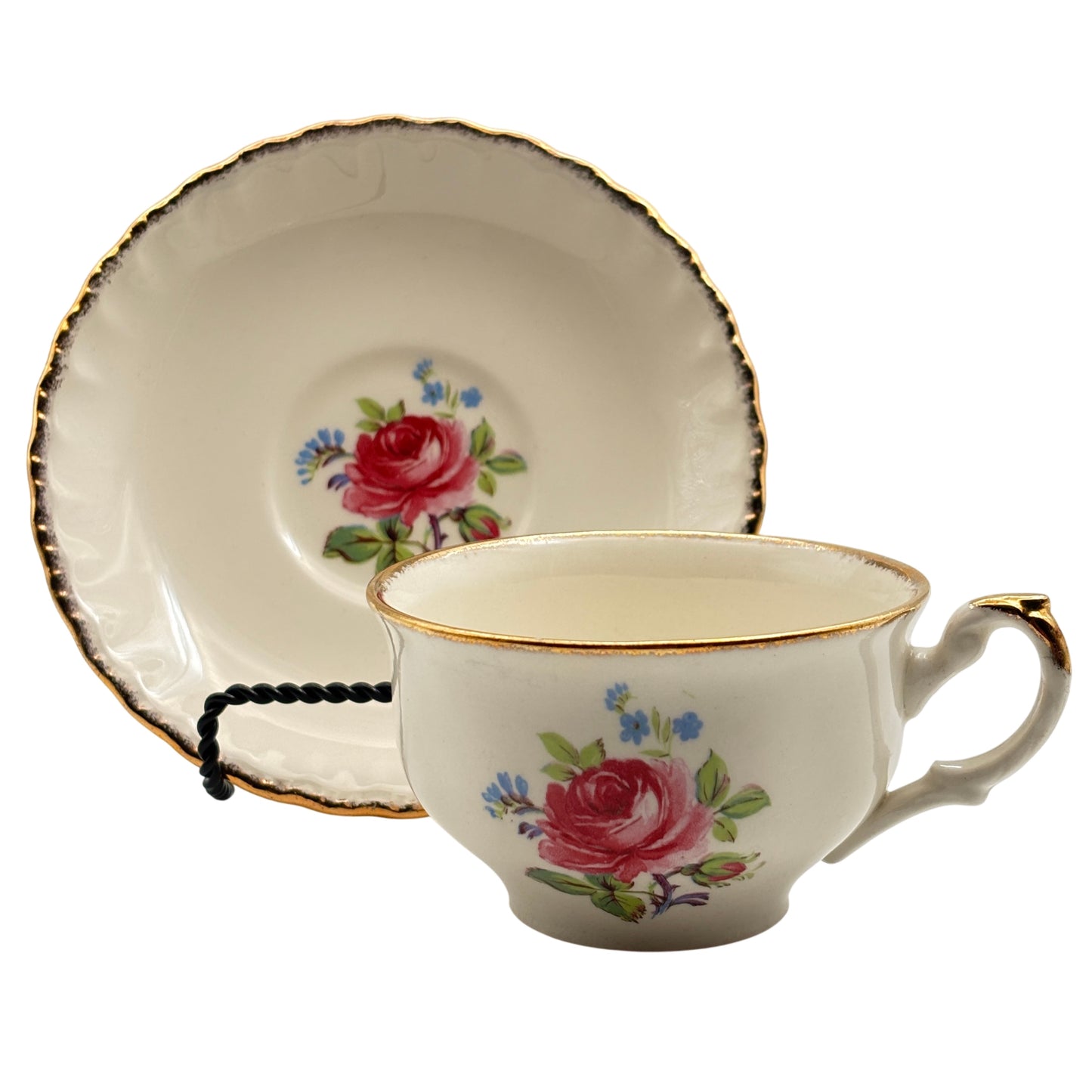 Set Of Five Vintage Cup & Saucers – Grindley England “Cream Petal