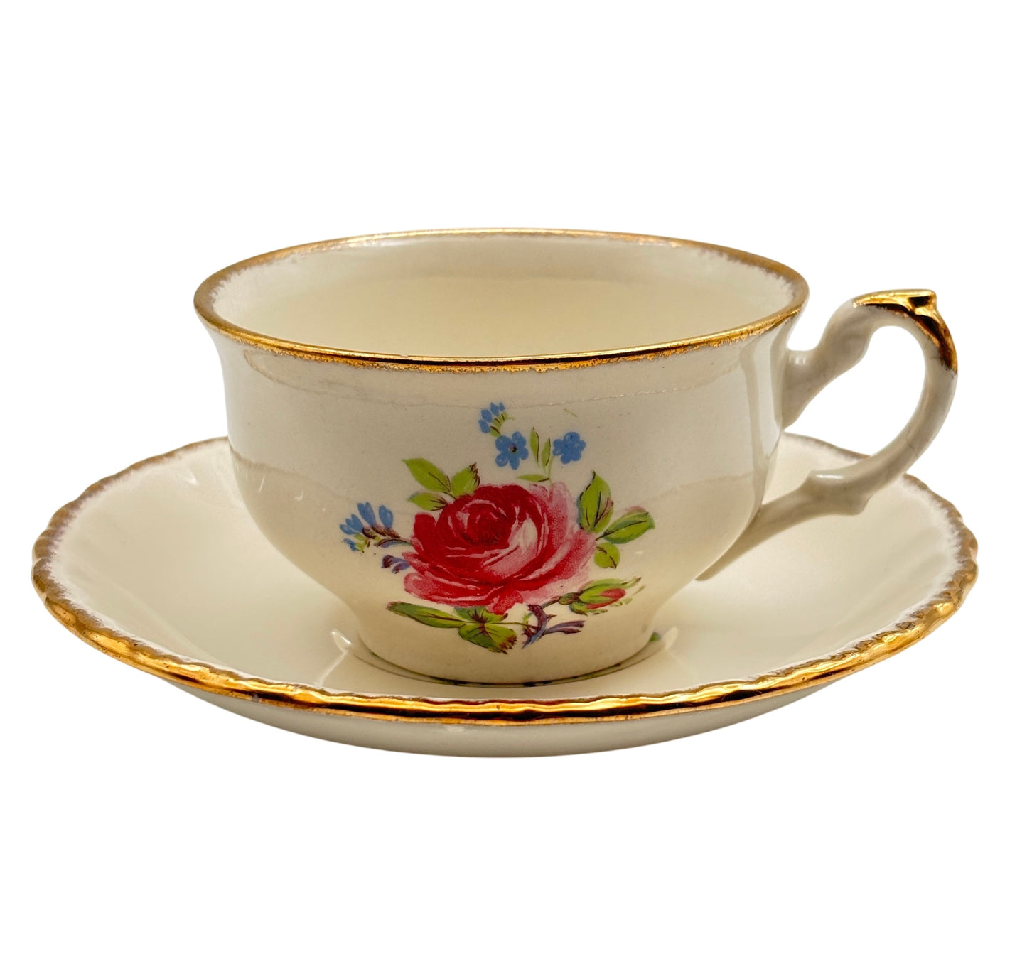 Set Of Five Vintage Cup & Saucers – Grindley England “Cream Petal