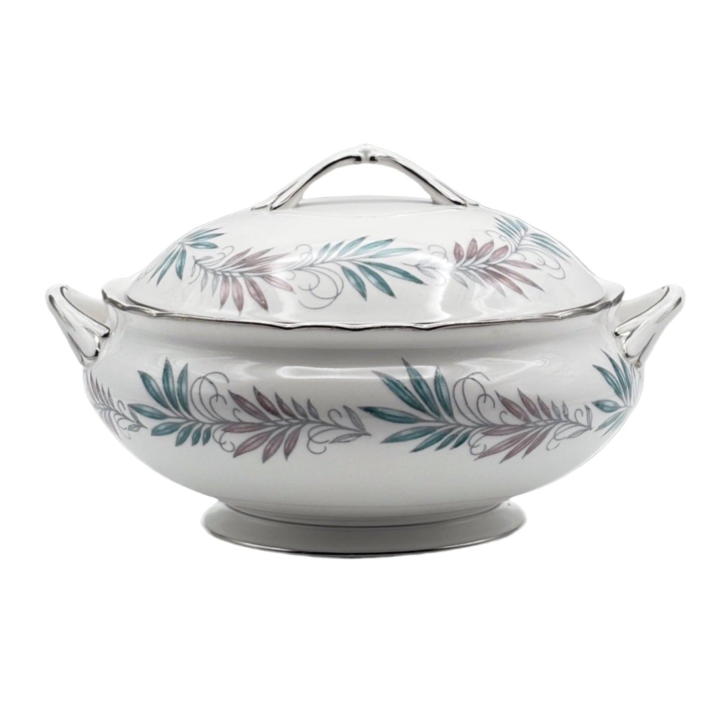 Tuscan Lyric Round Serving Bowl With Lid and Handles Bone China Made in England