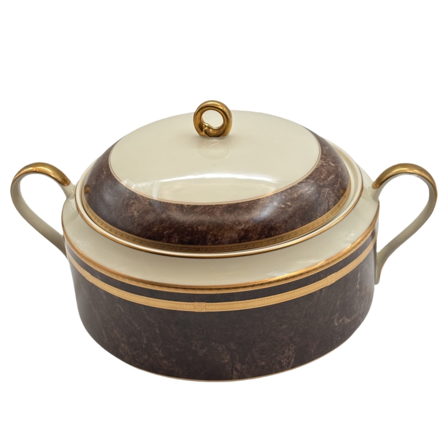 Mikasa Fine China L2222 Mahogany Round Covered Casserole Pot Japan 2.25 Qt