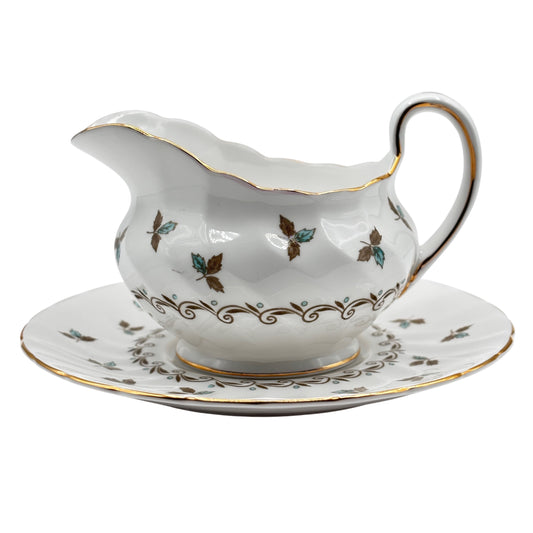 Tuscan Gravy Boat and Plate Nanette Pattern Fine English Bone China Made in England