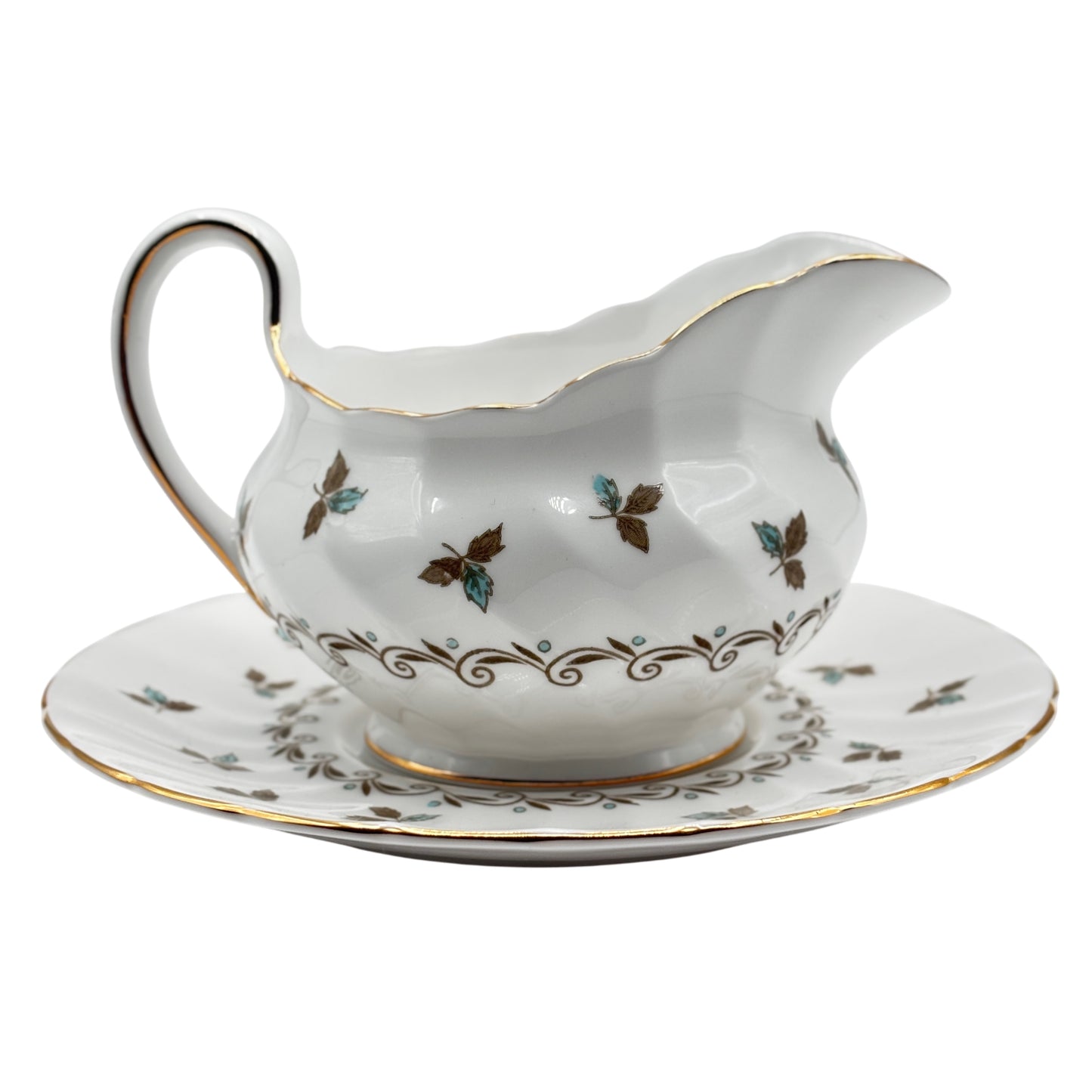 Tuscan Gravy Boat and Plate Nanette Pattern Fine English Bone China Made in England