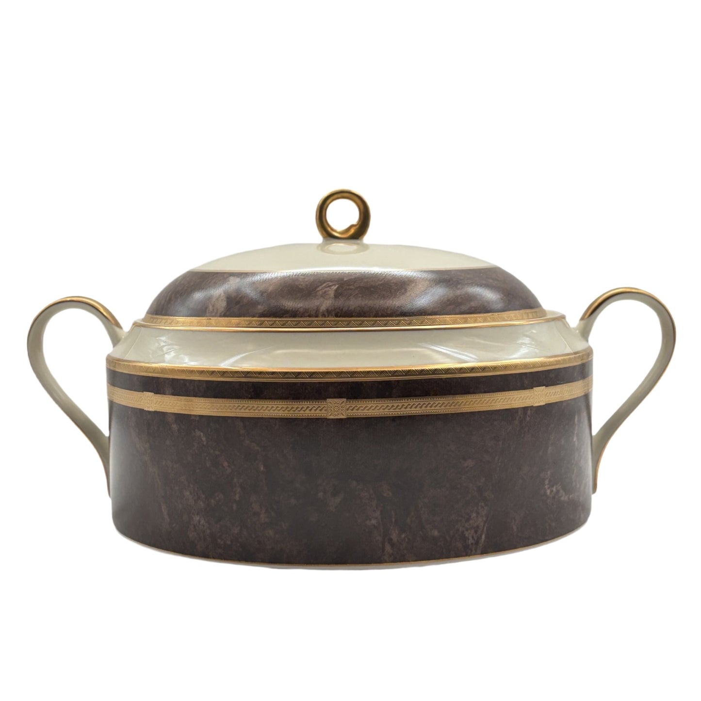 Mikasa Fine China L2222 Mahogany Round Covered Casserole Pot Japan 2.25 Qt