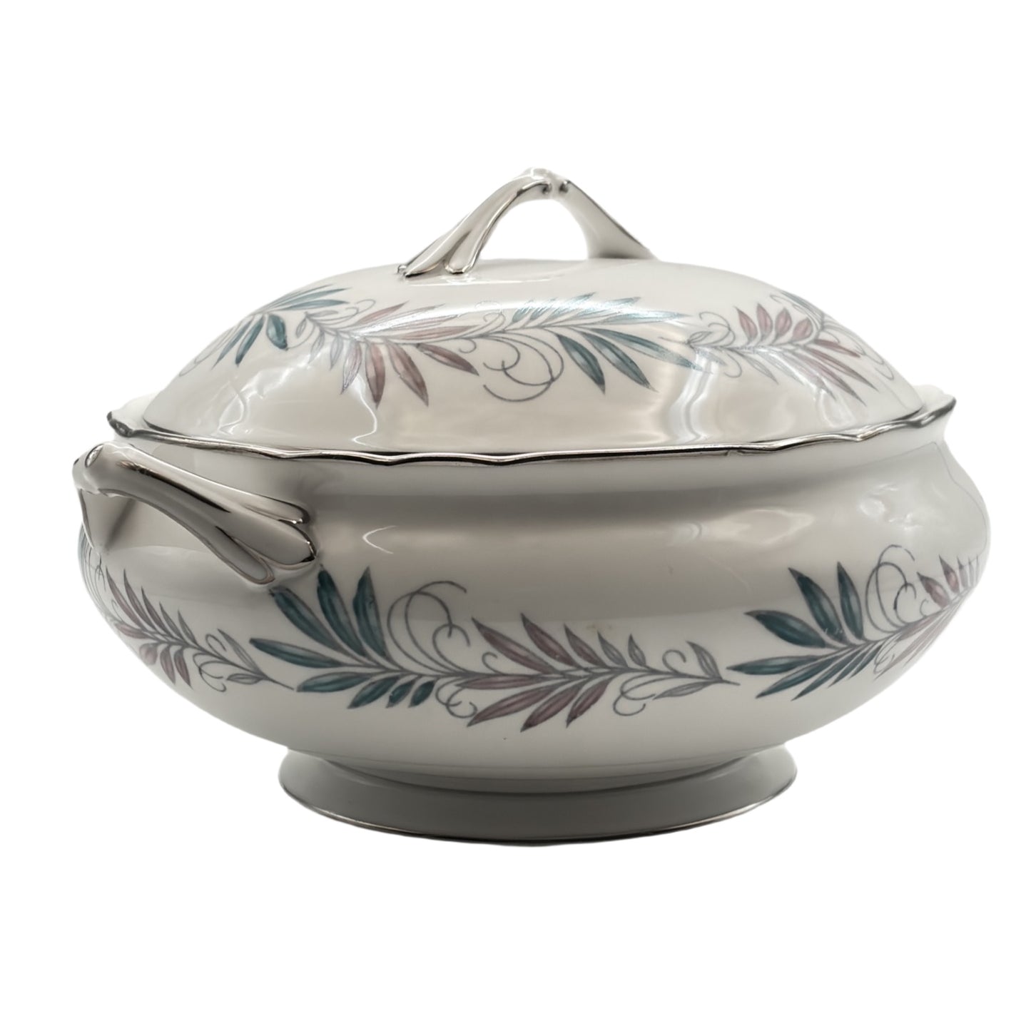 Tuscan Lyric Round Serving Bowl With Lid and Handles Bone China Made in England