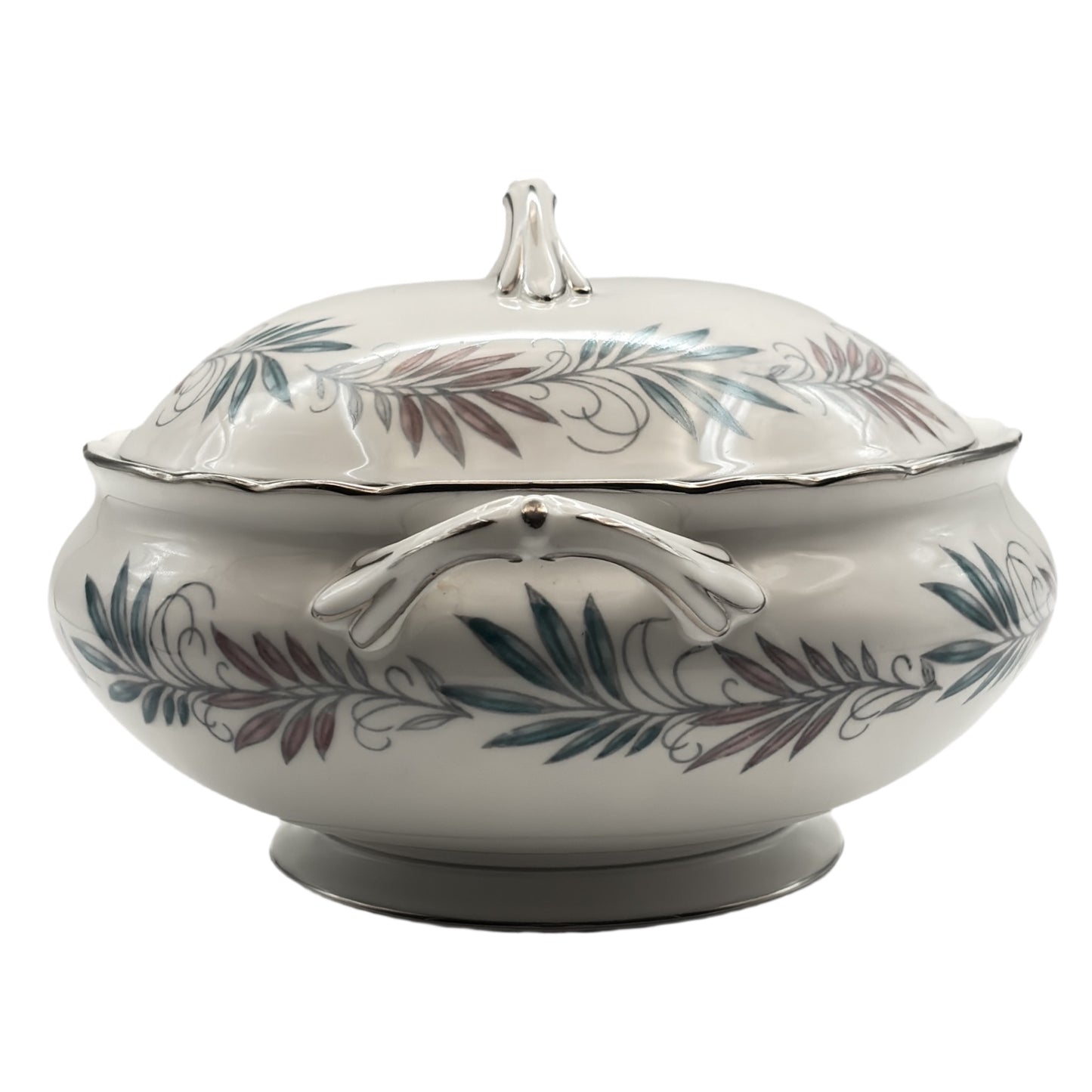 Tuscan Lyric Round Serving Bowl With Lid and Handles Bone China Made in England