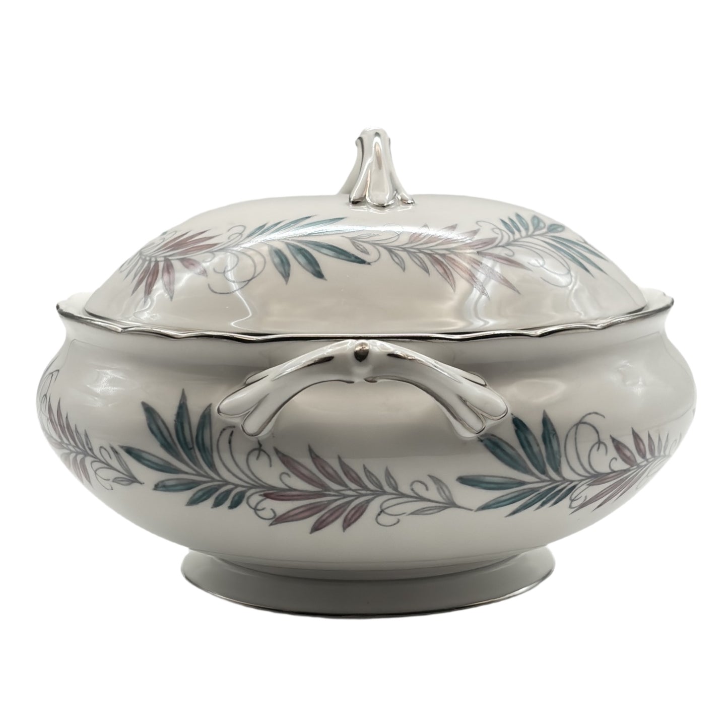 Tuscan Lyric Round Serving Bowl With Lid and Handles Bone China Made in England