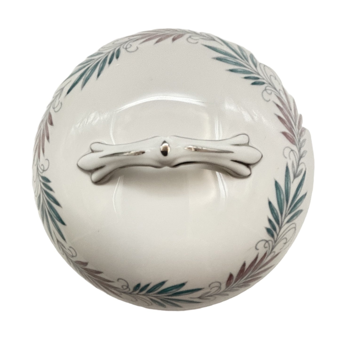 Tuscan Lyric Round Serving Bowl With Lid and Handles Bone China Made in England